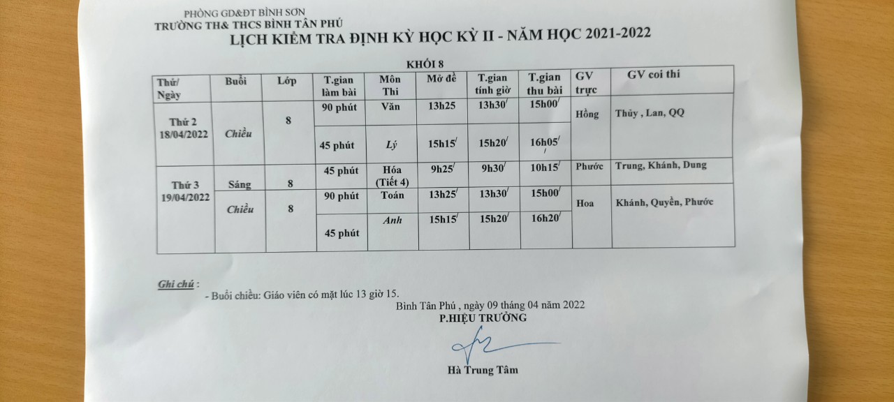 LICH KIỂM TRA GIỮA KÌ LỚP 8 LICH KIỂM TRA GIỮA KÌ LỚP 8